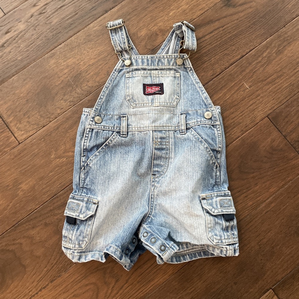 Vintage Old Navy Baby Size 18-24 Months Denim Blue Overalls